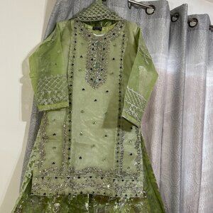 Fancy Parrot/Green Pakistani/Indian --Eid/Party Dress